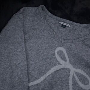 American Eagle Outfitters Gray Off-the-Shoulder Slightly Cropped Sweater